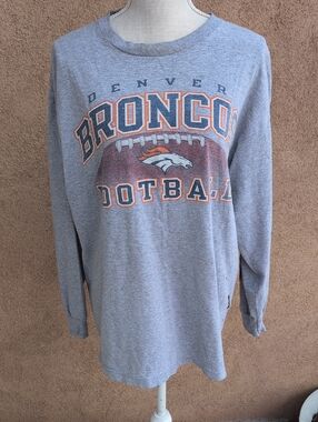 NFL Logo Athletics USA Made Denver Broncos Long Sleeve Destroyed Shirt Grunge